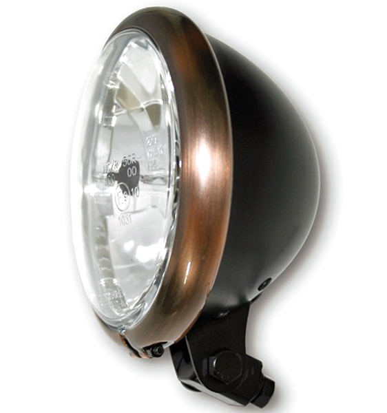 Bates Style Headlight with Copper Effect Rim LHD Only Bottom Mount