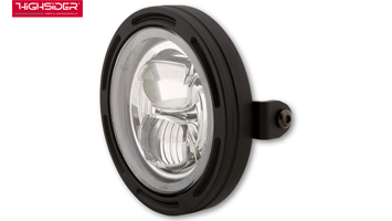 Highsider FRAME~R2 Type 7 5.75 inch LED Motorcycle Headlight with Parking Light Ring E~Marked