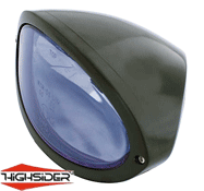 Highsider Iowa Blue Lens Oval Motorcycle Headlight Bottom Mount