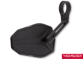 Highsider VICTORY~SLIM Short Universal Satin Black Bar End Mirror E~Marked