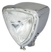 BikeIt Universal Chrome Triangle Motorbike Custom Headlight 35w 35w