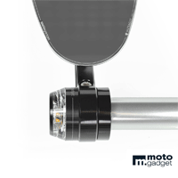 A Pair of Motogadget mo.Blaze Disc BMW M10 Bar End Indicators with Mirror Adaptor Pair