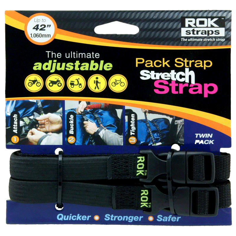 ROK Straps 12"~42" Pack Strap Adjustable Stretch~Strap Twin Pack
